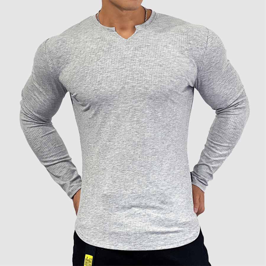 Camiseta Orson de Manga Larga | Ajustada y Cómoda - Gris