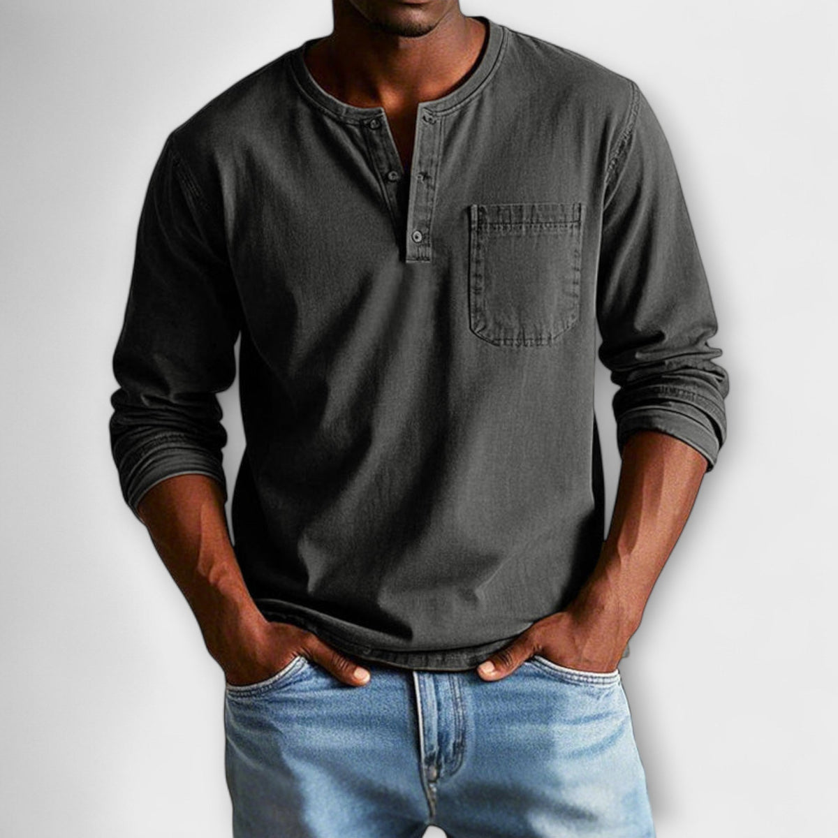Camisa Dorian de Manga Larga | Botonadura y Estilo Informal Cuidado - Negro