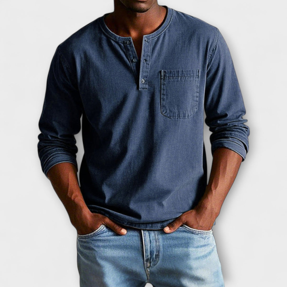 Camisa Dorian de Manga Larga | Botonadura y Estilo Informal Cuidado - Azul marino