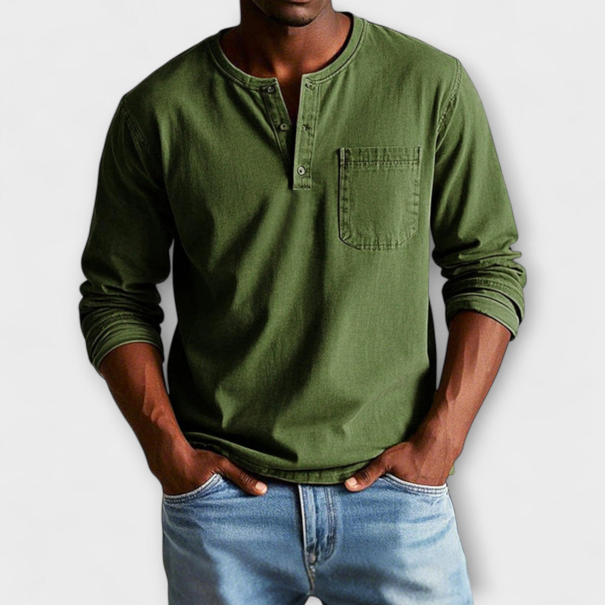 Camisa Dorian de Manga Larga | Botonadura y Estilo Informal Cuidado - Verde oscuro