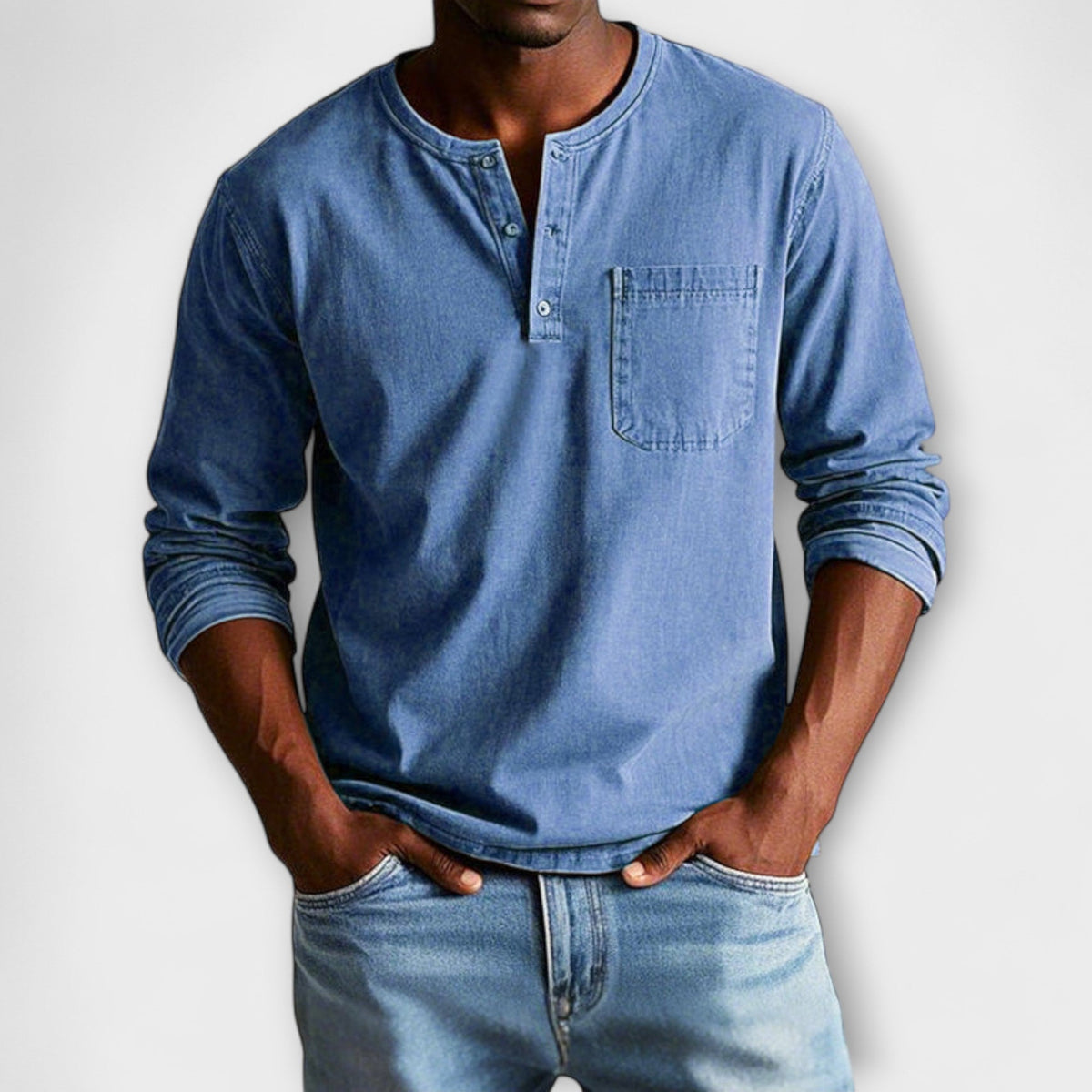 Camisa Dorian de Manga Larga | Botonadura y Estilo Informal Cuidado - Azul