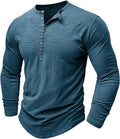 Camiseta Asher Henley de Manga Larga | Look Informal y Confort Transpirable - Azul