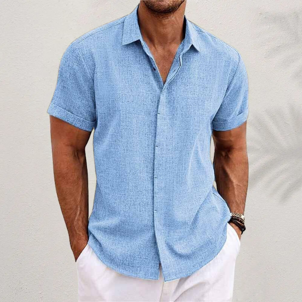 Camisa Cassius de Lino | Manga Corta, Ligera y Cómoda - Azul claro