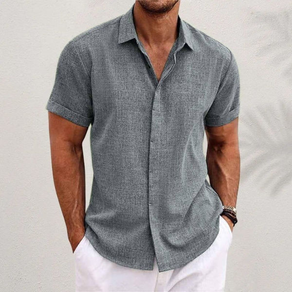 Camisa Cassius de Lino | Manga Corta, Ligera y Cómoda - Gris