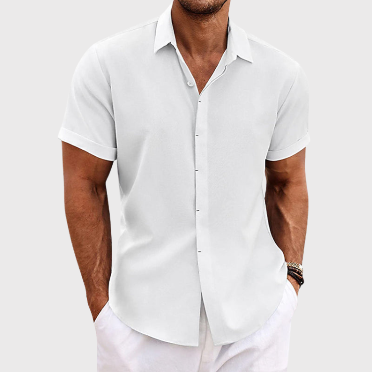 Camisa Cassius de Lino | Manga Corta, Ligera y Cómoda - Blanco