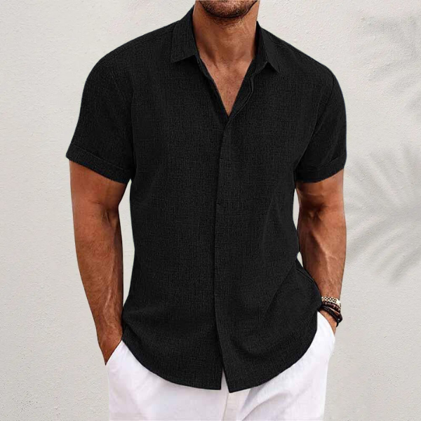 Camisa Cassius de Lino | Manga Corta, Ligera y Cómoda - Negro
