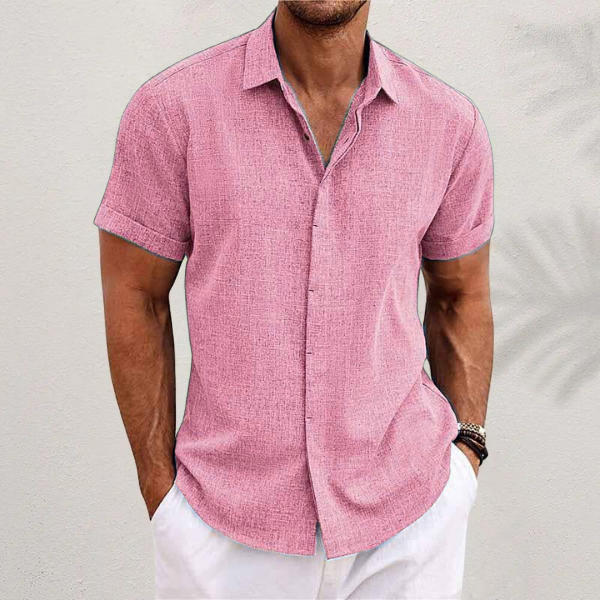 Camisa Cassius de Lino | Manga Corta, Ligera y Cómoda - Rosa