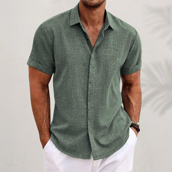 Camisa Cassius de Lino | Manga Corta, Ligera y Cómoda - Verde