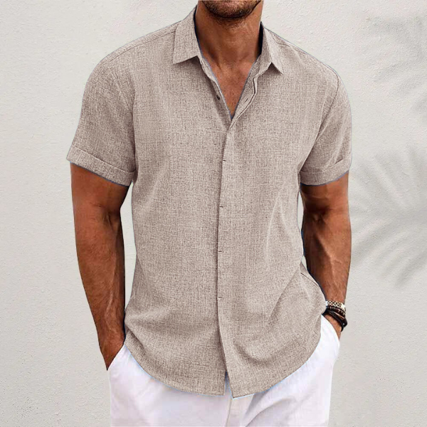 Camisa Cassius de Lino | Manga Corta, Ligera y Cómoda - Caqui