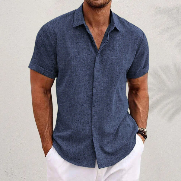 Camisa Cassius de Lino | Manga Corta, Ligera y Cómoda - Azul