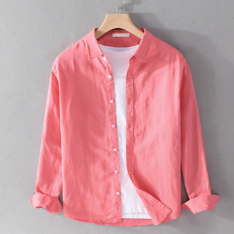 Camisa Linden de Manga Larga | Cuello Mao y Tacto Ligero - Rojo