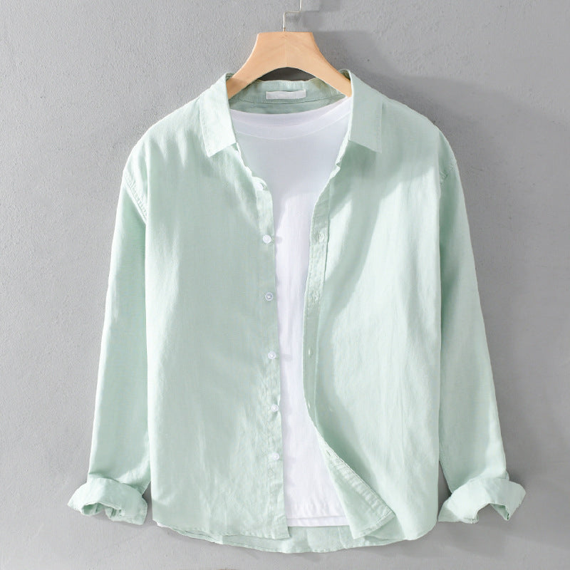 Camisa Linden de Manga Larga | Cuello Mao y Tacto Ligero - Verde