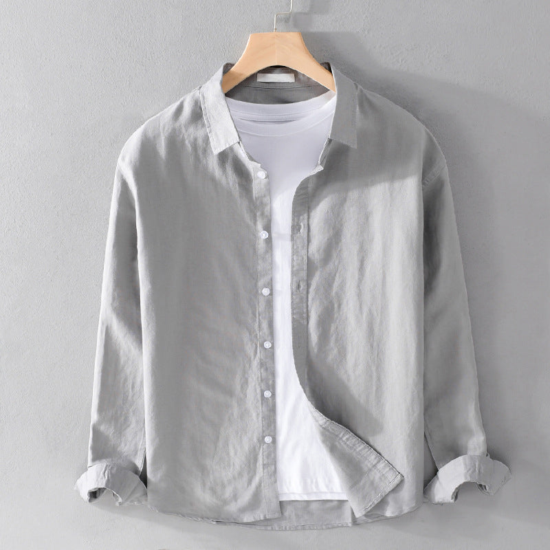 Camisa Linden de Manga Larga | Cuello Mao y Tacto Ligero - Gris