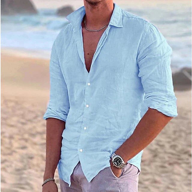Camisa Silas de Lino | Confort Ligero y Acabado Antiarrugas - Azul