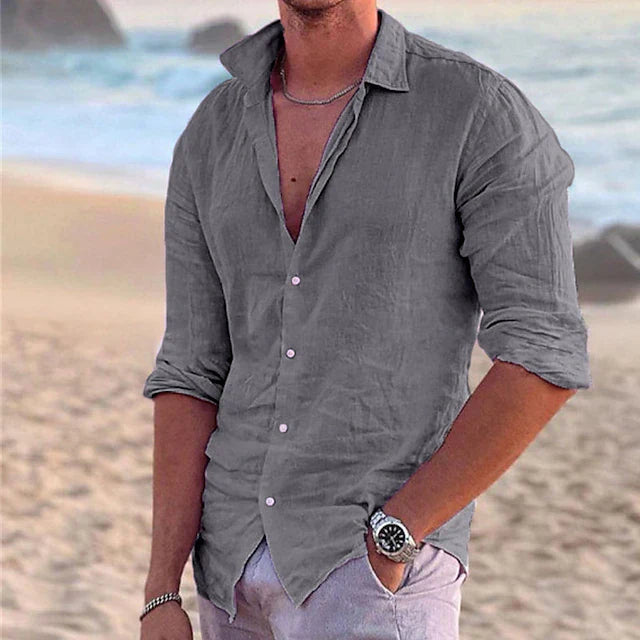 Camisa Silas de Lino | Confort Ligero y Acabado Antiarrugas - Gris