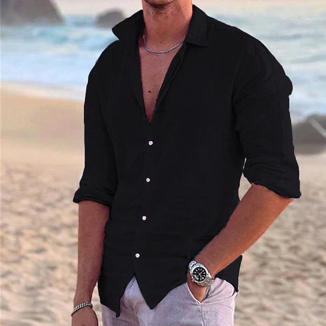 Camisa Silas de Lino | Confort Ligero y Acabado Antiarrugas - Negro