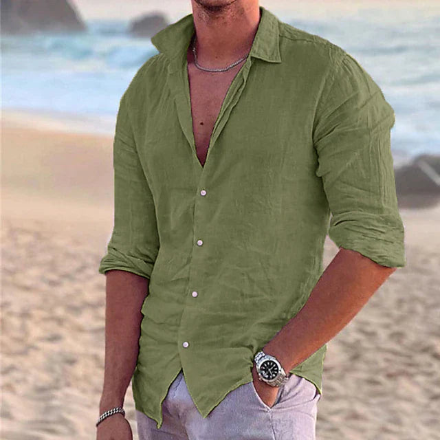 Camisa Silas de Lino | Confort Ligero y Acabado Antiarrugas - Verde