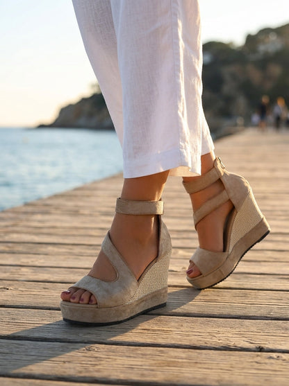 Sindy - Sandalias de Cuña Estilo Alpargata