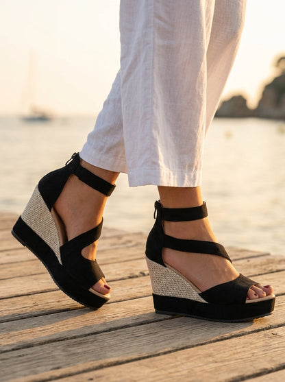 Sindy - Sandalias de Cuña Estilo Alpargata