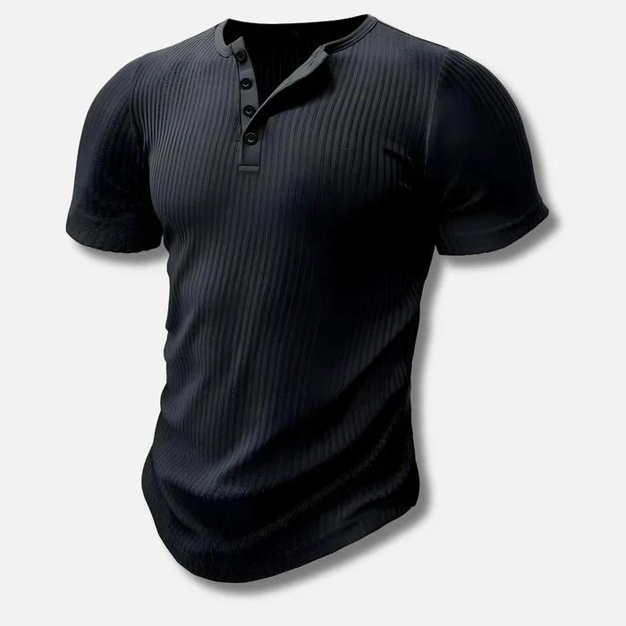 Camiseta Rhett | Botonadura y Ajuste Marcado - Negro