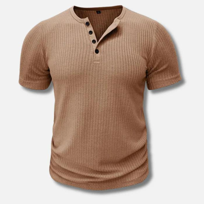 Camiseta Rhett | Botonadura y Ajuste Marcado - Caqui