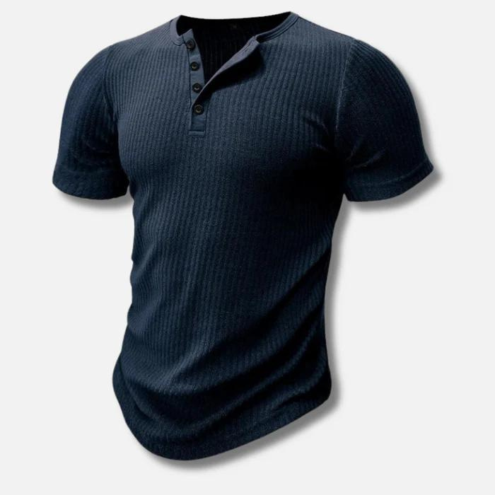 Camiseta Rhett | Botonadura y Ajuste Marcado - Azul