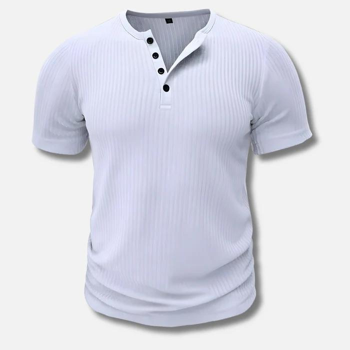 Camiseta Rhett | Botonadura y Ajuste Marcado - Blanco