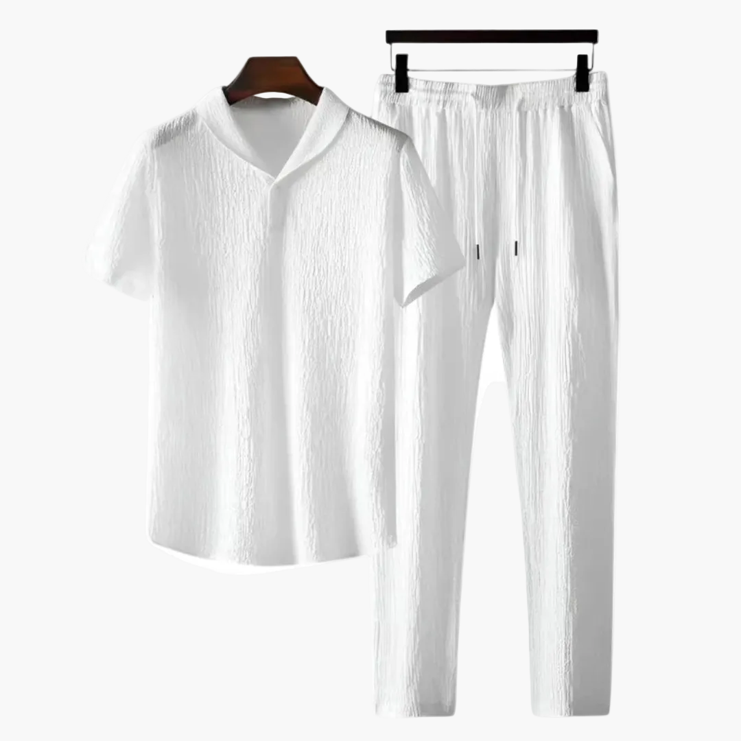 Ulric | Conjunto de Polo de Algodón y Pantalón - Blanco