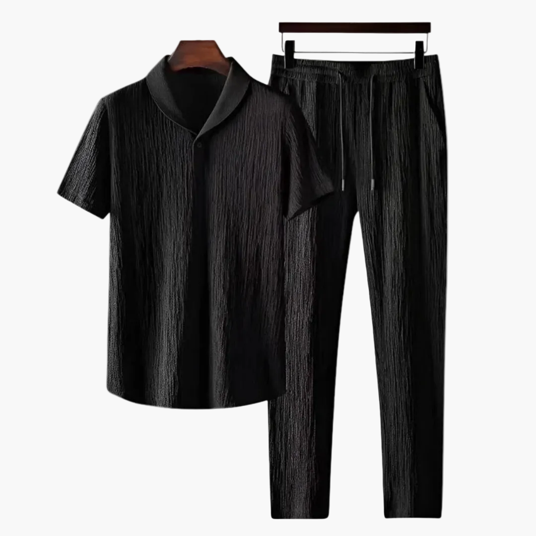 Ulric | Conjunto de Polo de Algodón y Pantalón - Negro