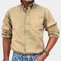 Camisa Nolan de Manga Larga | Cuello Button-Down y Ajuste Cómodo - Caqui