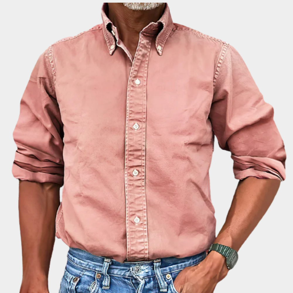 Camisa Nolan de Manga Larga | Cuello Button-Down y Ajuste Cómodo - Rosa