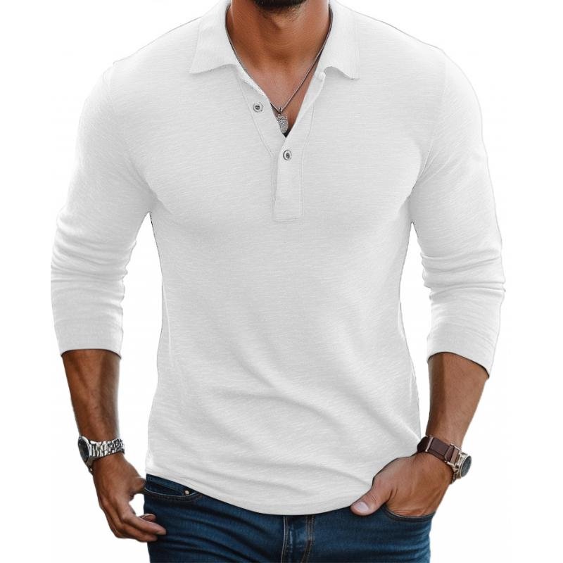 Polo Lucian de Manga Larga | Slim Fit y Cuello Clásico - Blanco