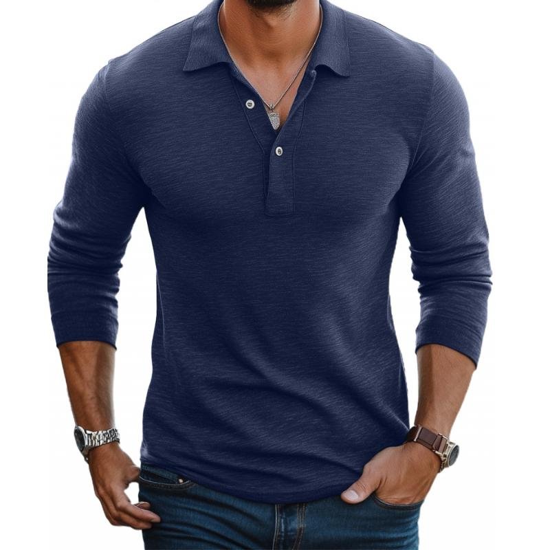 Polo Lucian de Manga Larga | Slim Fit y Cuello Clásico - Azul oscuro