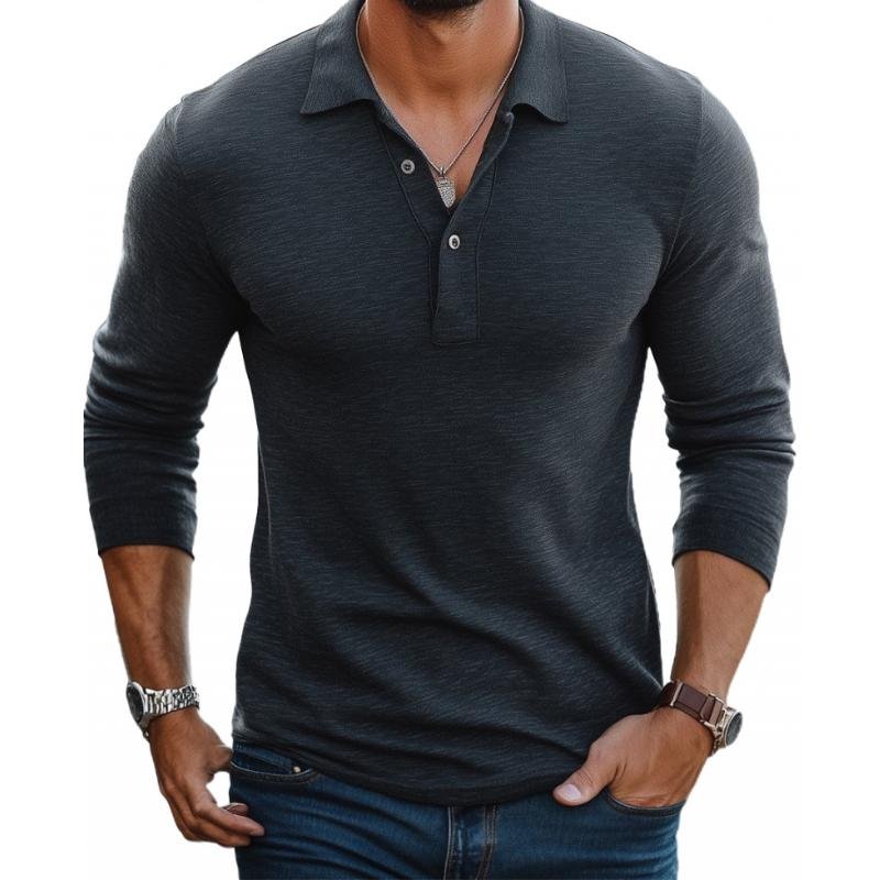 Polo Lucian de Manga Larga | Slim Fit y Cuello Clásico - Gris