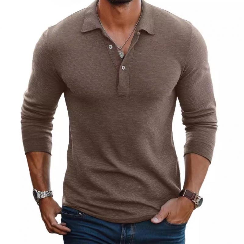 Polo Lucian de Manga Larga | Slim Fit y Cuello Clásico - Marrón oscuro
