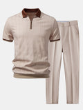 Fabian | Polo Punto Cremallera y Pantalón Slim - Camel