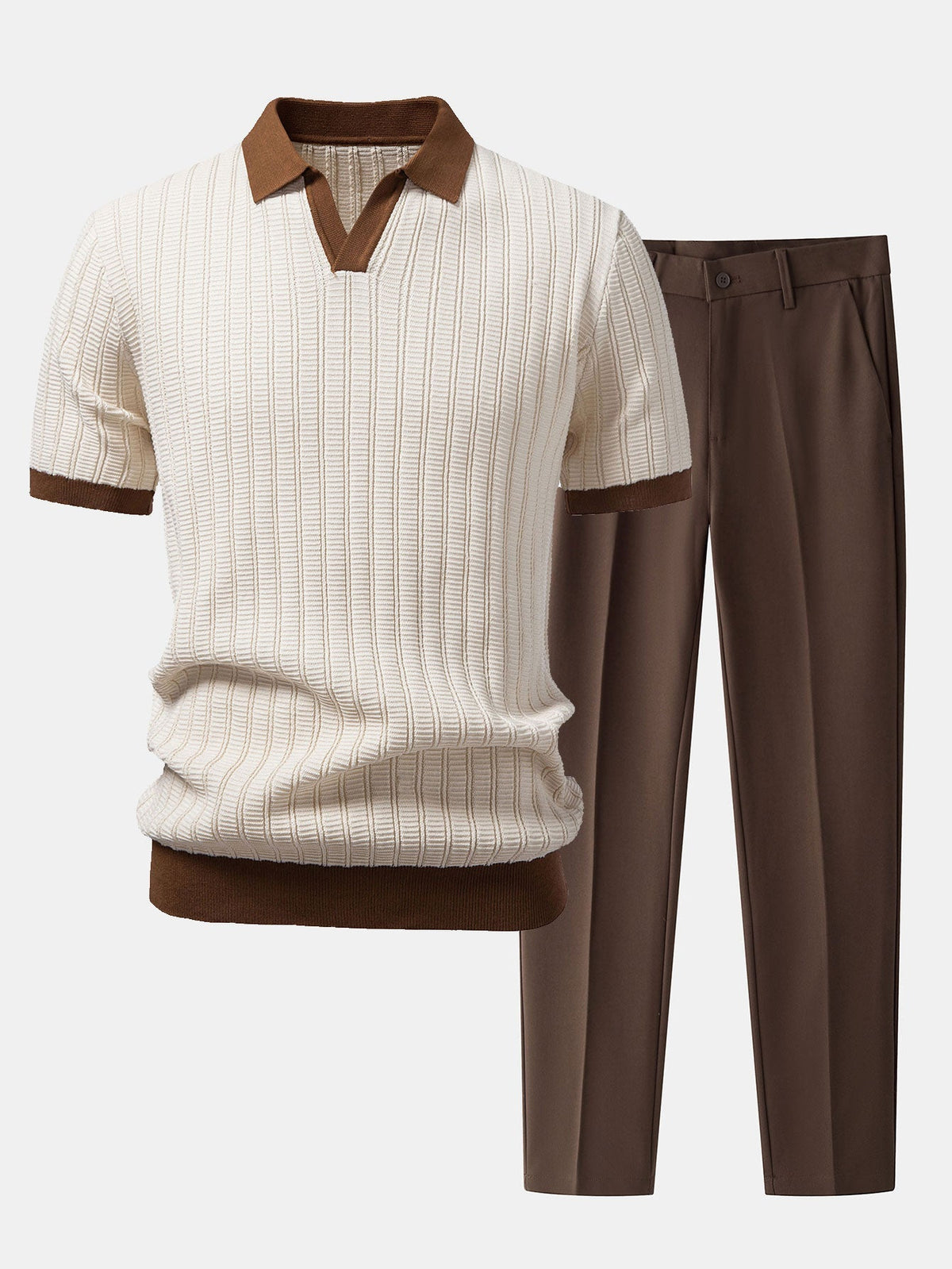 Mateo | Polo de Cuello Johnny y Pantalón Slim - Beige