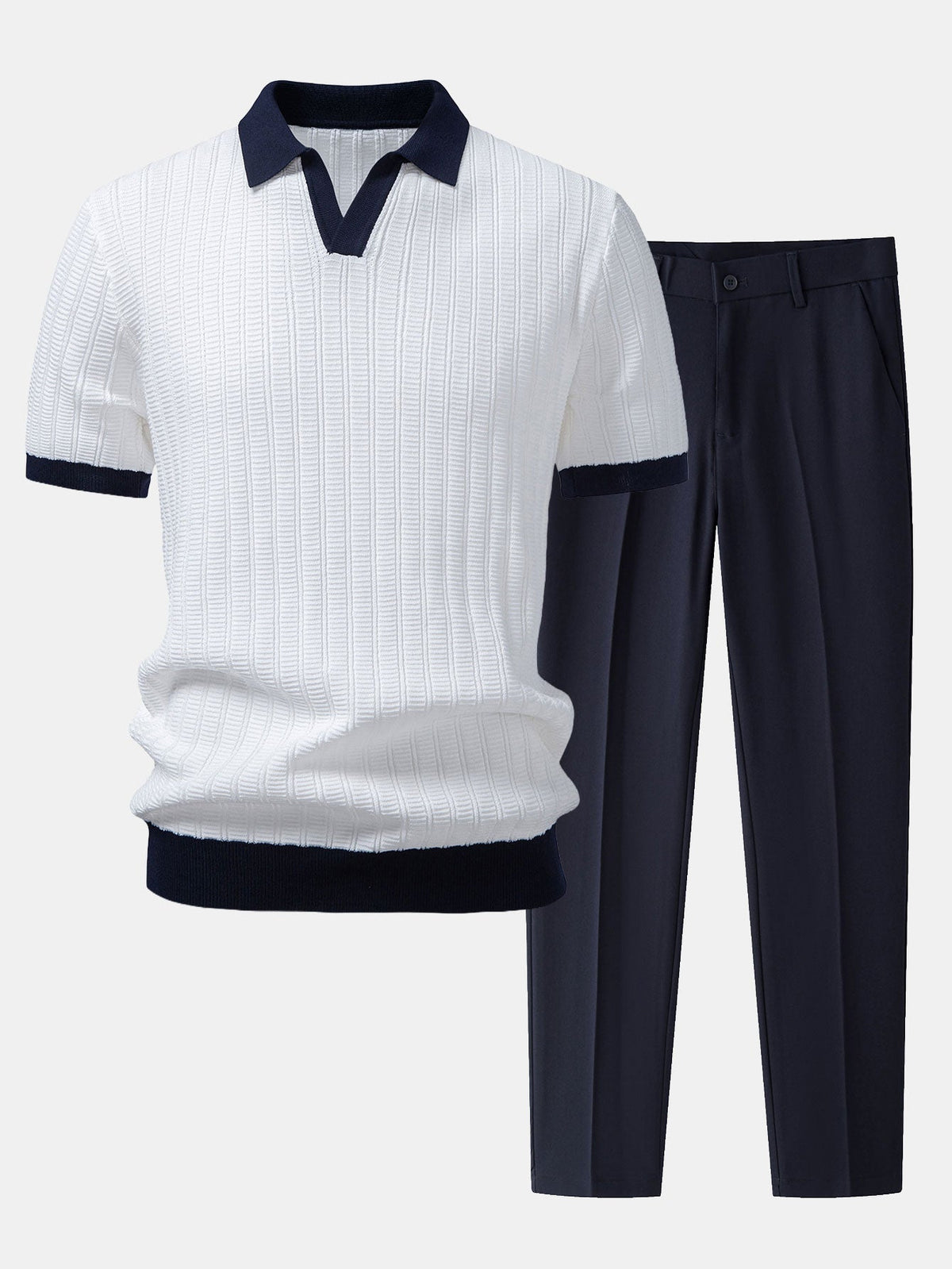 Mateo | Polo de Cuello Johnny y Pantalón Slim - Azul Marino
