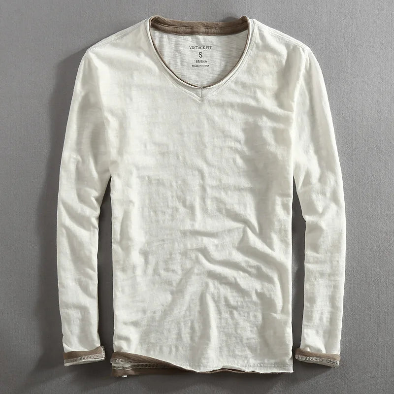 Sudadera Foster | Cuello Pico y Confort de Manga Larga - Blanco