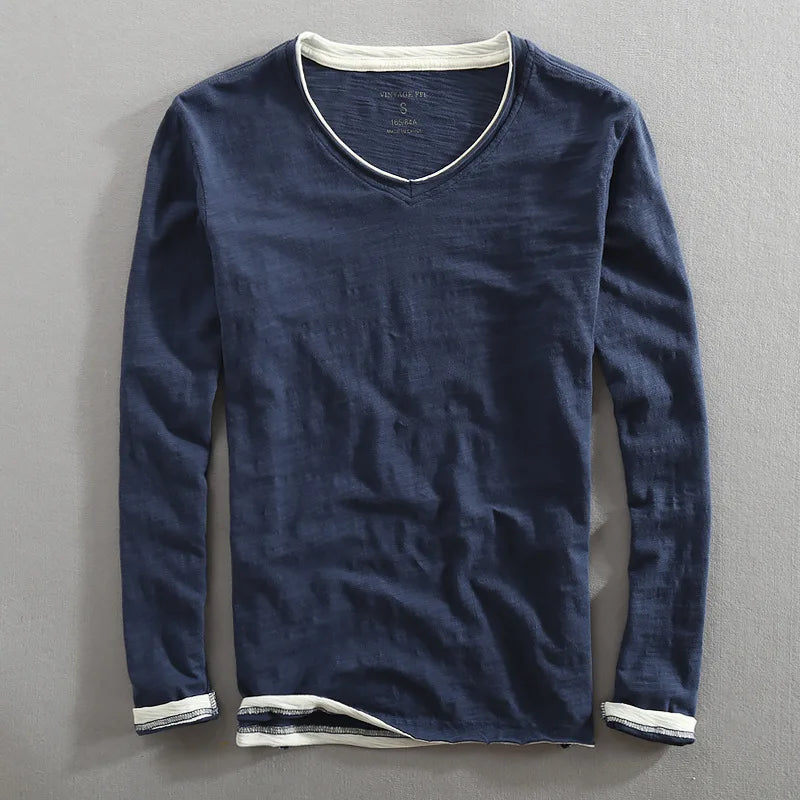 Sudadera Foster | Cuello Pico y Confort de Manga Larga - Azul
