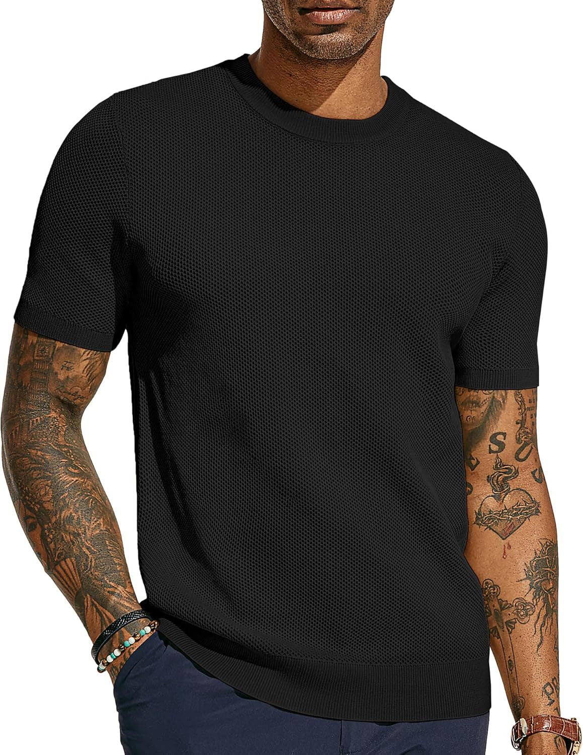 Camiseta Theo de Punto Transpirable | Ideal para el Verano - Negro
