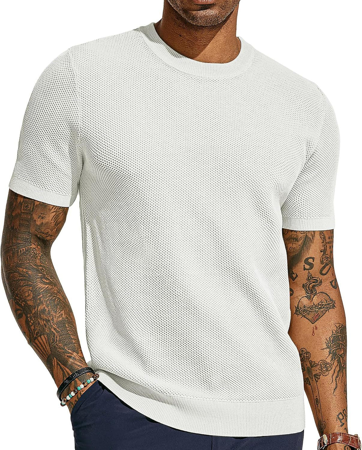 Camiseta Theo de Punto Transpirable | Ideal para el Verano - Blanco