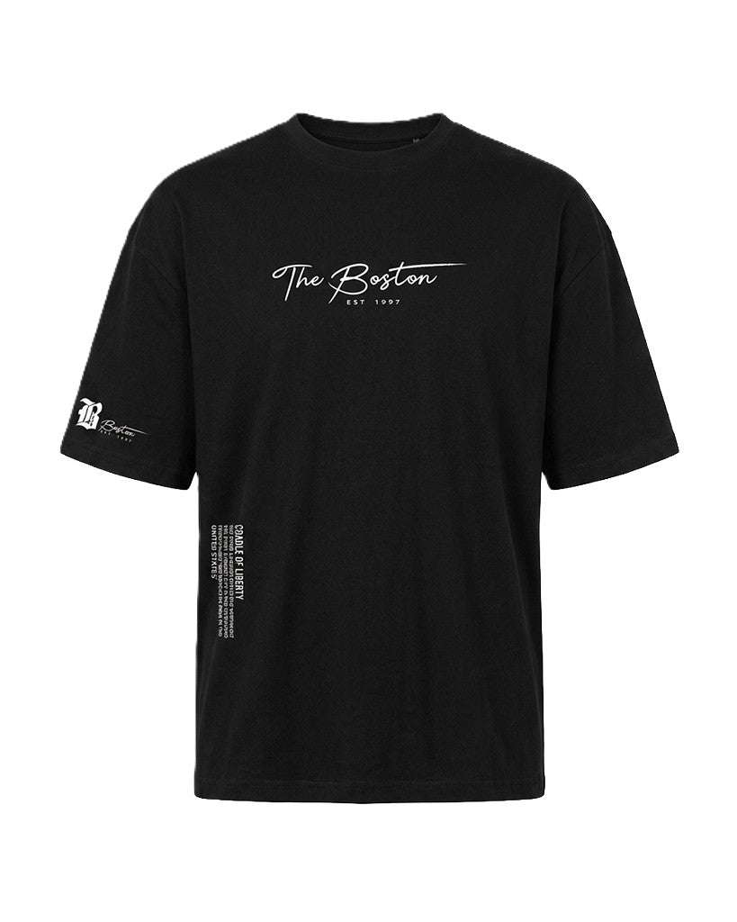 Camiseta Tate Oversize | Estampado Gráfico con Estilo Universitario - Negro