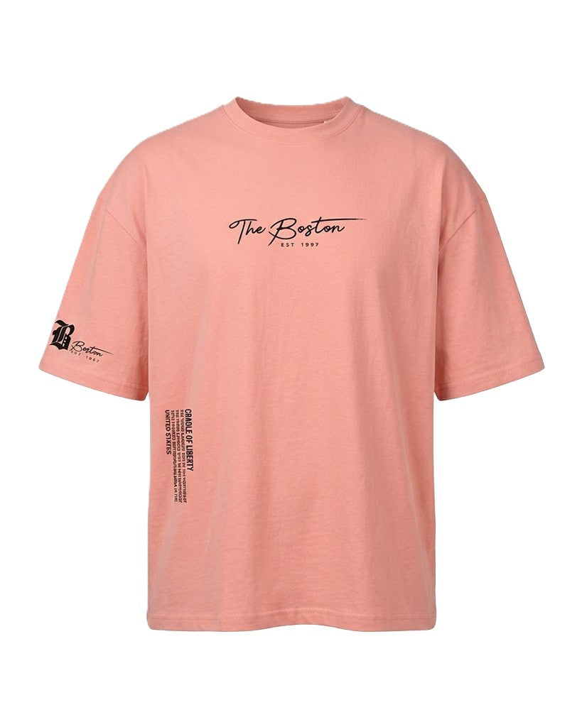 Camiseta Tate Oversize | Estampado Gráfico con Estilo Universitario - Rosa