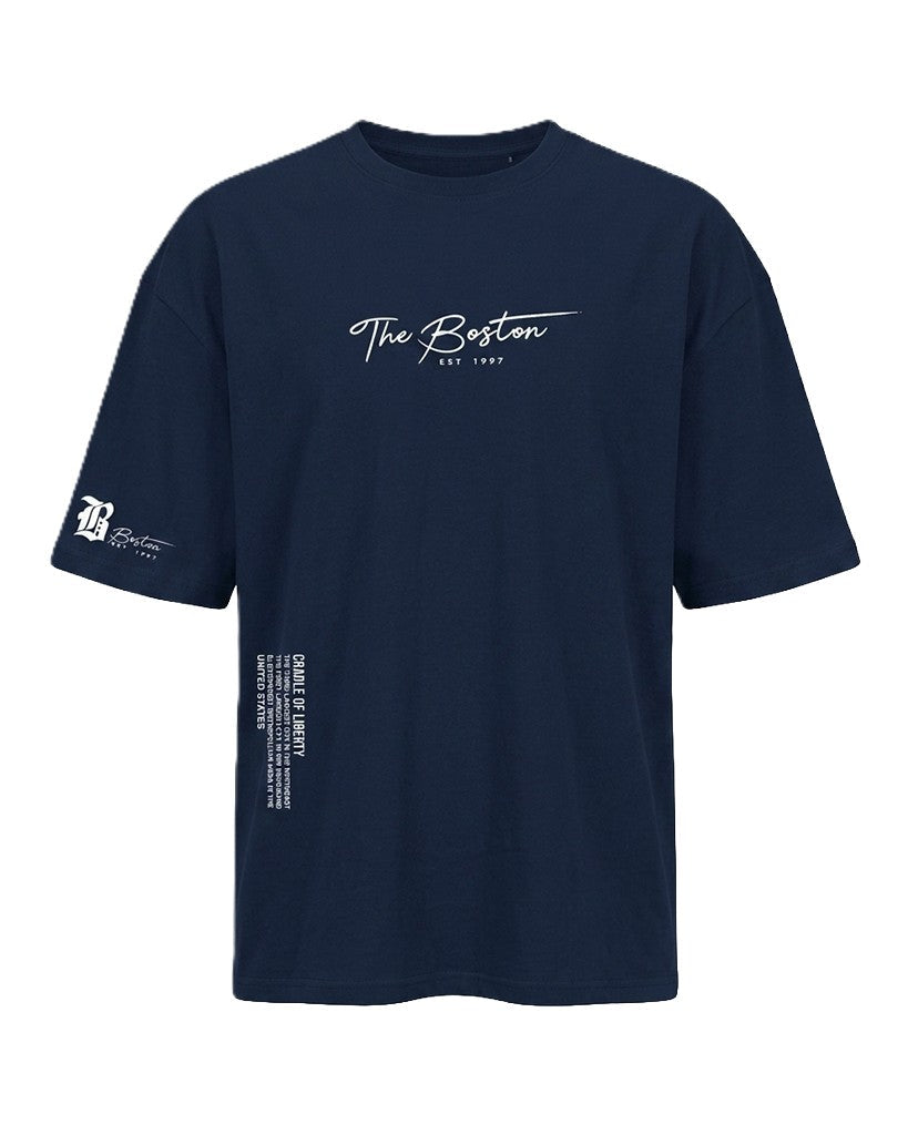 Camiseta Tate Oversize | Estampado Gráfico con Estilo Universitario - Azul oscuro