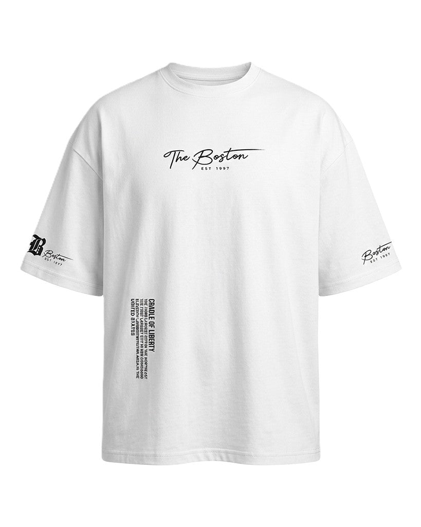 Camiseta Tate Oversize | Estampado Gráfico con Estilo Universitario - Blanco