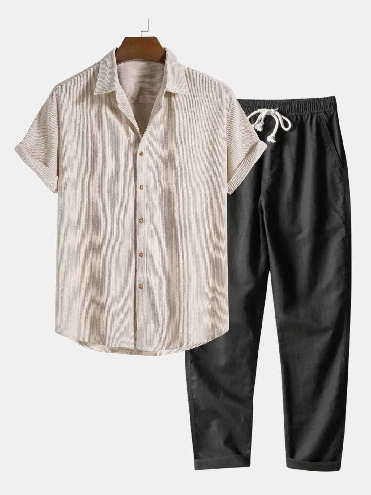 Alaric | Camisa Texturizada Riviera - Beige/Negro