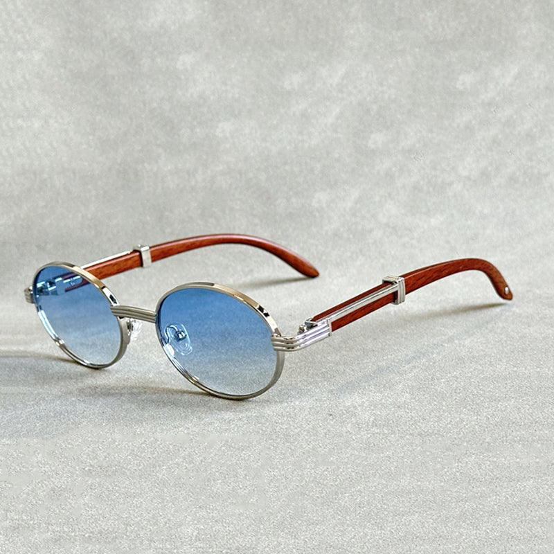 Emerson | Gafas de Sol de Madera con Lentes Degradadas - Azul