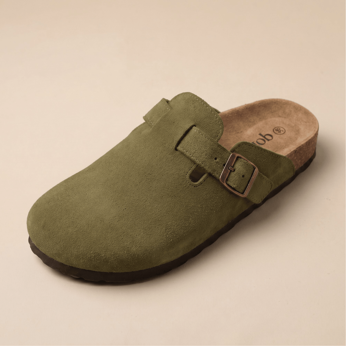 Zuecos de Ante Genuino Sienna - Verde militar