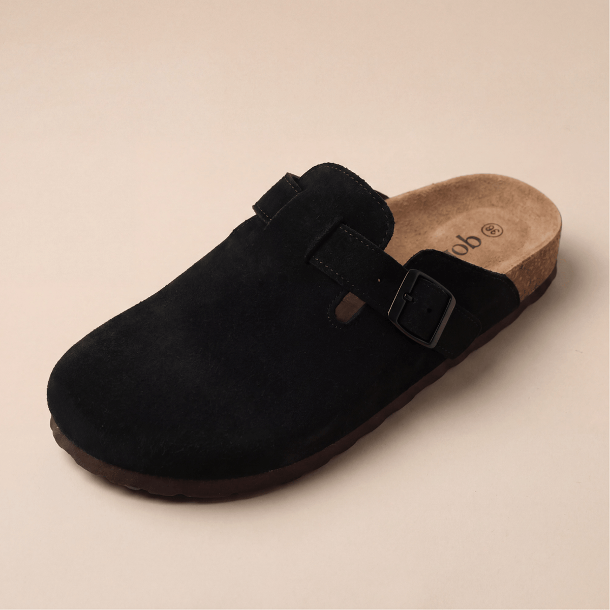 Zuecos de Ante Genuino Sienna - Negro